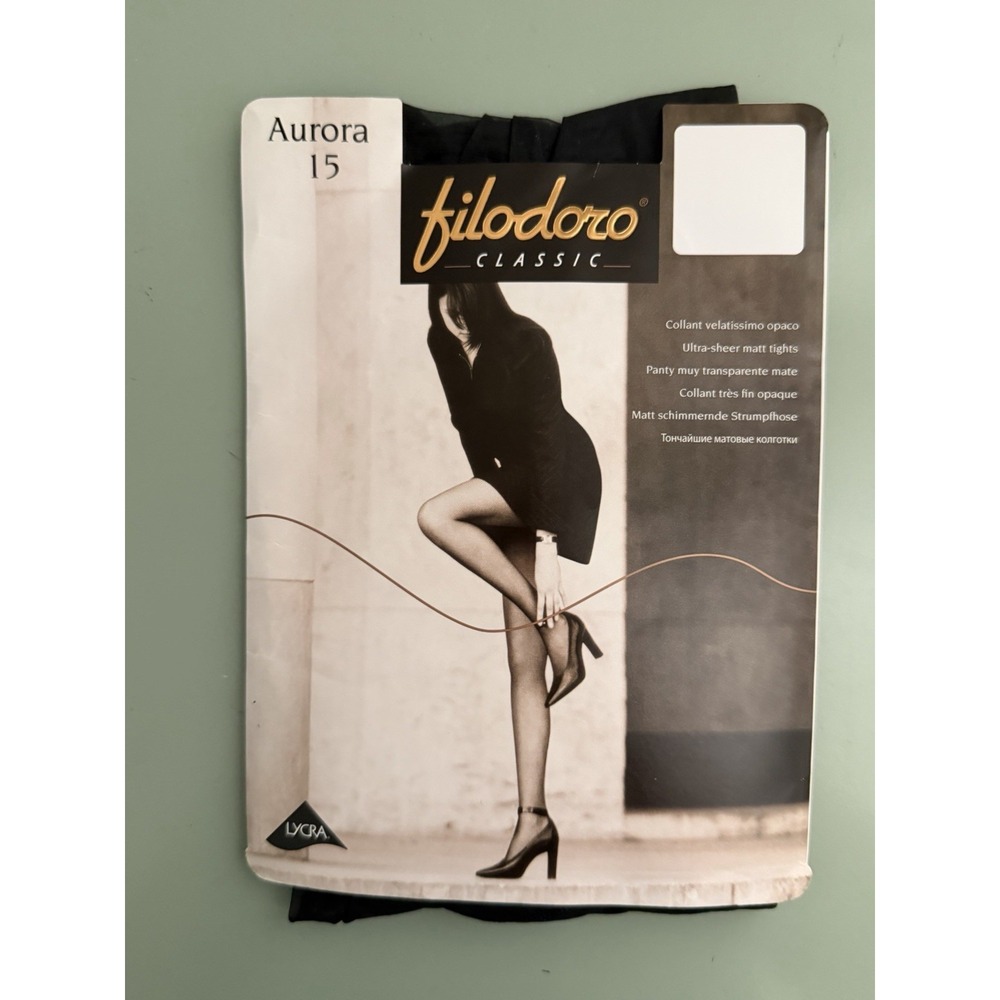FILODORO Pantyhose, AURORA 15, Color: Black Size Small Made in Italy, NEW!